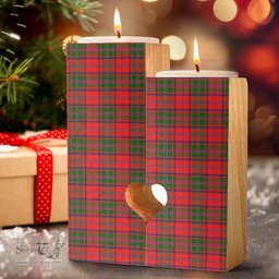 ScotsTee Shop Scottish Stewart of Appin Modern Clan Tartan Wooden Candle Holder