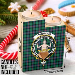 ScotsTee Shop Scottish Urquhart Broad Red Ancient Clan Crest Tartan Wooden Candle Holder