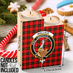 ScotsTee Shop Scottish Wallace Hunting Red Clan Crest Tartan Wooden Candle Holder