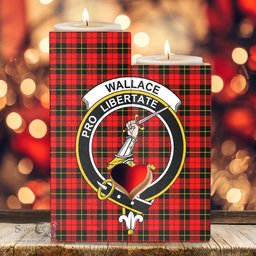 ScotsTee Shop Scottish Wallace Hunting Red Clan Crest Tartan Wooden Candle Holder