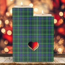 ScotsTee Shop Scottish Stewart Hunting Modern Clan Tartan Wooden Candle Holder