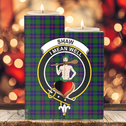 ScotsTee Shop Scottish Shaw Modern Clan Crest Tartan Wooden Candle Holder