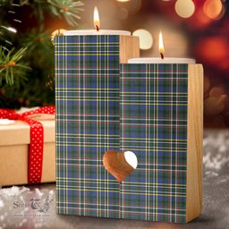 ScotsTee Shop Scottish SCOTT GREEN MODERN Clan Tartan Wooden Candle Holder