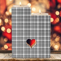ScotsTee Shop Scottish Scott Black White Modern Clan Tartan Wooden Candle Holder