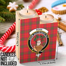 ScotsTee Shop Scottish Ross Modern Clan Crest Tartan Wooden Candle Holder