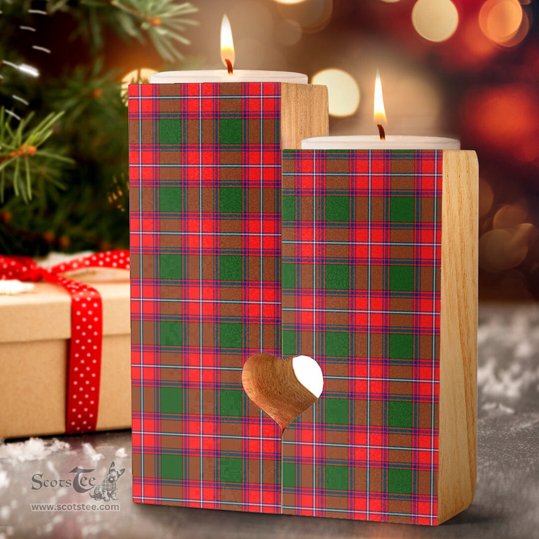 ScotsTee Shop Scottish Rattray Modern Clan Tartan Wooden Candle Holder