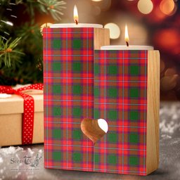 ScotsTee Shop Scottish Rattray Modern Clan Tartan Wooden Candle Holder