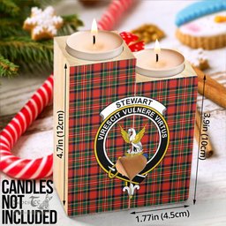 ScotsTee Shop Scottish Stewart Royal Modern Clan Crest Tartan Wooden Candle Holder