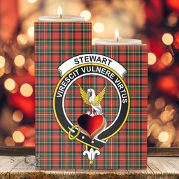 ScotsTee Shop Scottish Stewart Royal Modern Clan Crest Tartan Wooden Candle Holder