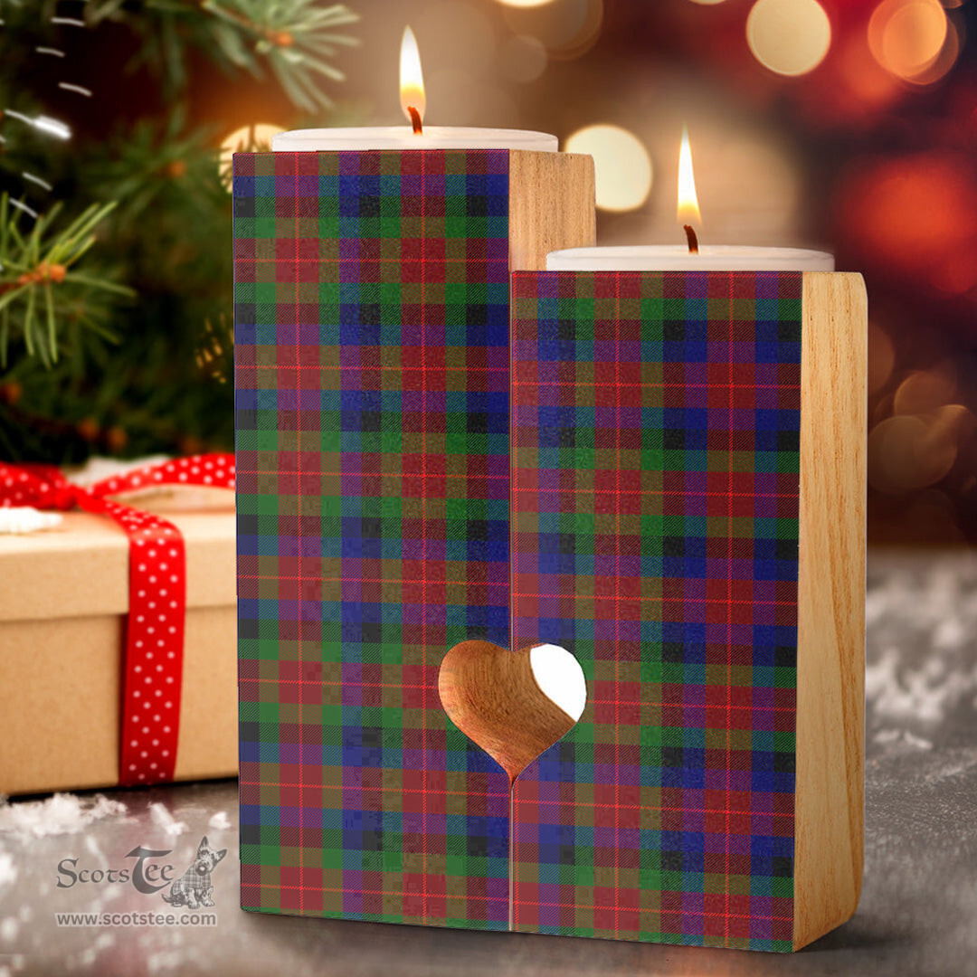 ScotsTee Shop Scottish Tennant Clan Tartan Wooden Candle Holder