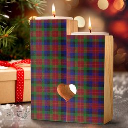 ScotsTee Shop Scottish Tennant Clan Tartan Wooden Candle Holder