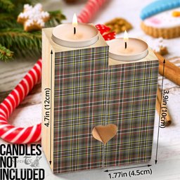 ScotsTee Shop Scottish SCOTT GREEN WEATHERED Clan Tartan Wooden Candle Holder