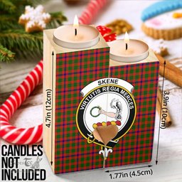 ScotsTee Shop Scottish Skene Modern Clan Crest Tartan Wooden Candle Holder