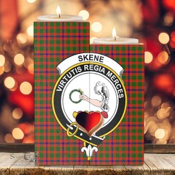 ScotsTee Shop Scottish Skene Modern Clan Crest Tartan Wooden Candle Holder