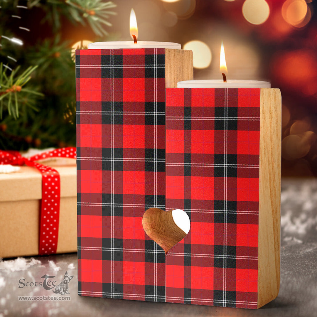 ScotsTee Shop Scottish Ramsay Modern Clan Tartan Wooden Candle Holder