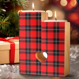 ScotsTee Shop Scottish Ramsay Modern Clan Tartan Wooden Candle Holder