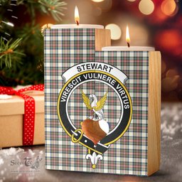 ScotsTee Shop Scottish Stewart Dress Ancient Clan Crest Tartan Wooden Candle Holder