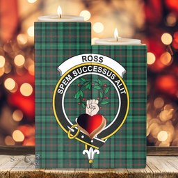 ScotsTee Shop Scottish Ross Hunting Modern Clan Crest Tartan Wooden Candle Holder