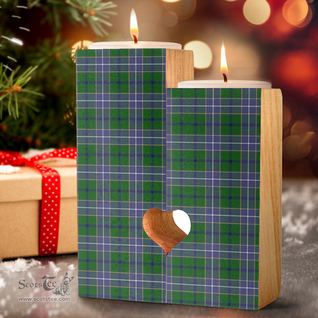 ScotsTee Shop Scottish Wishart Hunting Modern Clan Tartan Wooden Candle Holder