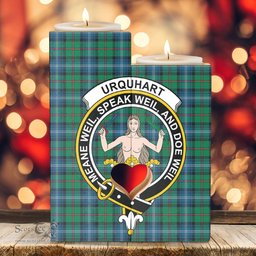 ScotsTee Shop Scottish Urquhart Ancient Clan Crest Tartan Wooden Candle Holder