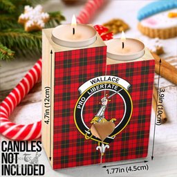 ScotsTee Shop Scottish Wallace Weathered Clan Crest Tartan Wooden Candle Holder
