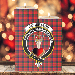 ScotsTee Shop Scottish Robertson Modern Clan Crest Tartan Wooden Candle Holder