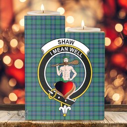 ScotsTee Shop Scottish Shaw Ancient Clan Crest Tartan Wooden Candle Holder