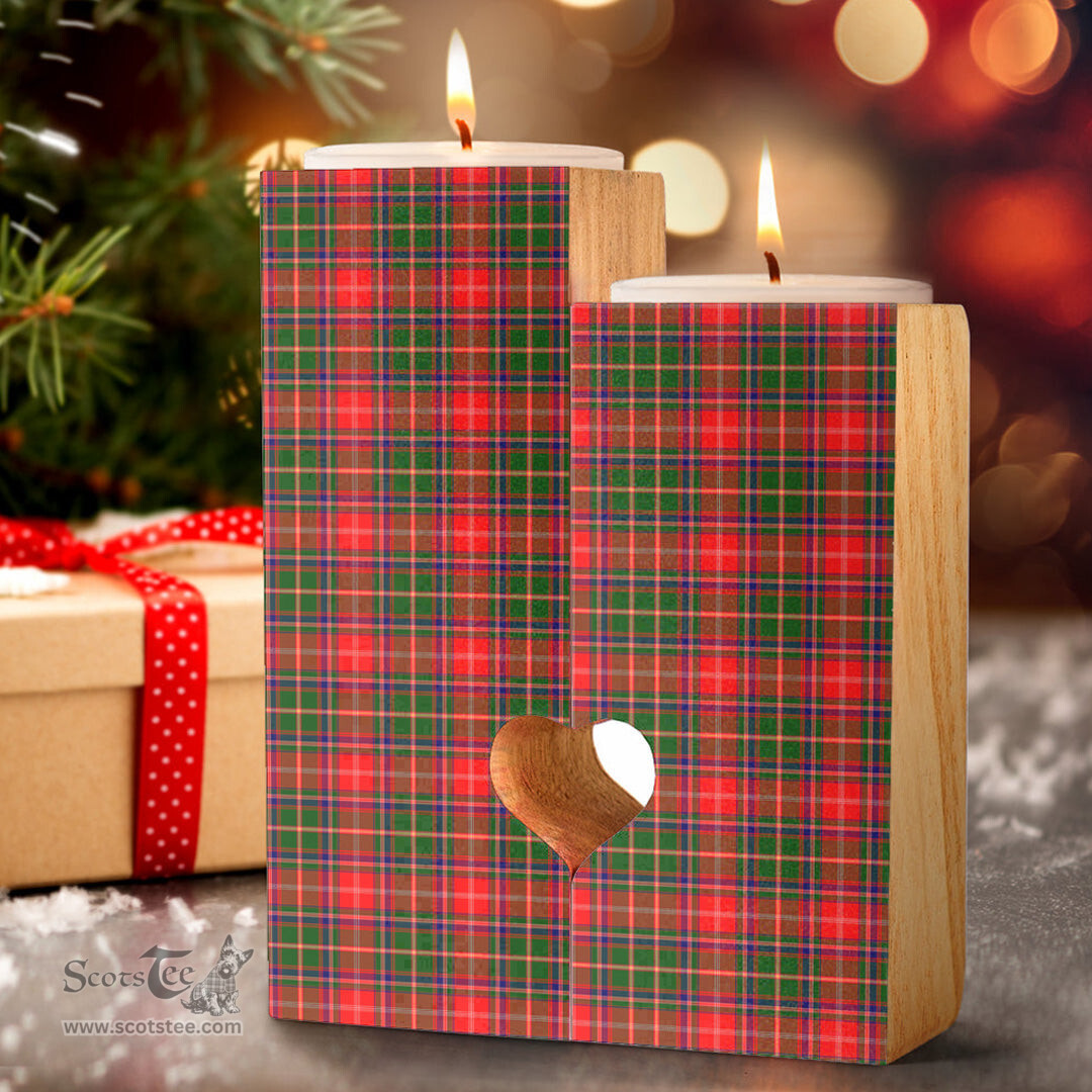 ScotsTee Shop Scottish Somerville Modern Clan Tartan Wooden Candle Holder