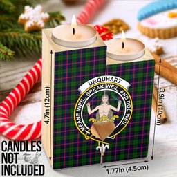 ScotsTee Shop Scottish Urquhart Modern Clan Crest Tartan Wooden Candle Holder