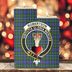 ScotsTee Shop Scottish Robertson Hunting Modern Clan Crest Tartan Wooden Candle Holder