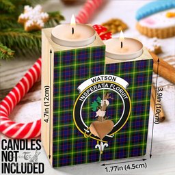 ScotsTee Shop Scottish Watson Modern Clan Crest Tartan Wooden Candle Holder