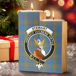 ScotsTee Shop Scottish Stewart of Appin Hunting Ancient Clan Crest Tartan Wooden Candle Holder