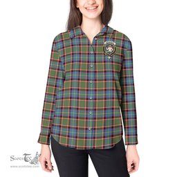 ScotsTee Shop Scottish Aikenhead Clan Crest Tartan Womens Long Sleeve Shirt