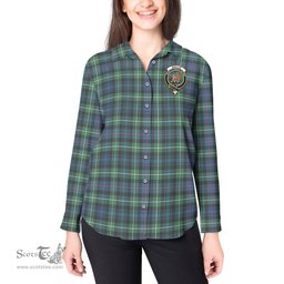 ScotsTee Shop Scottish Baillie Ancient Clan Crest Tartan Womens Long Sleeve Shirt