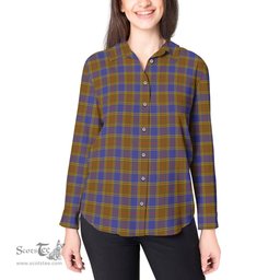 ScotsTee Shop Scottish Balfour Modern Clan Tartan Womens Long Sleeve Shirt
