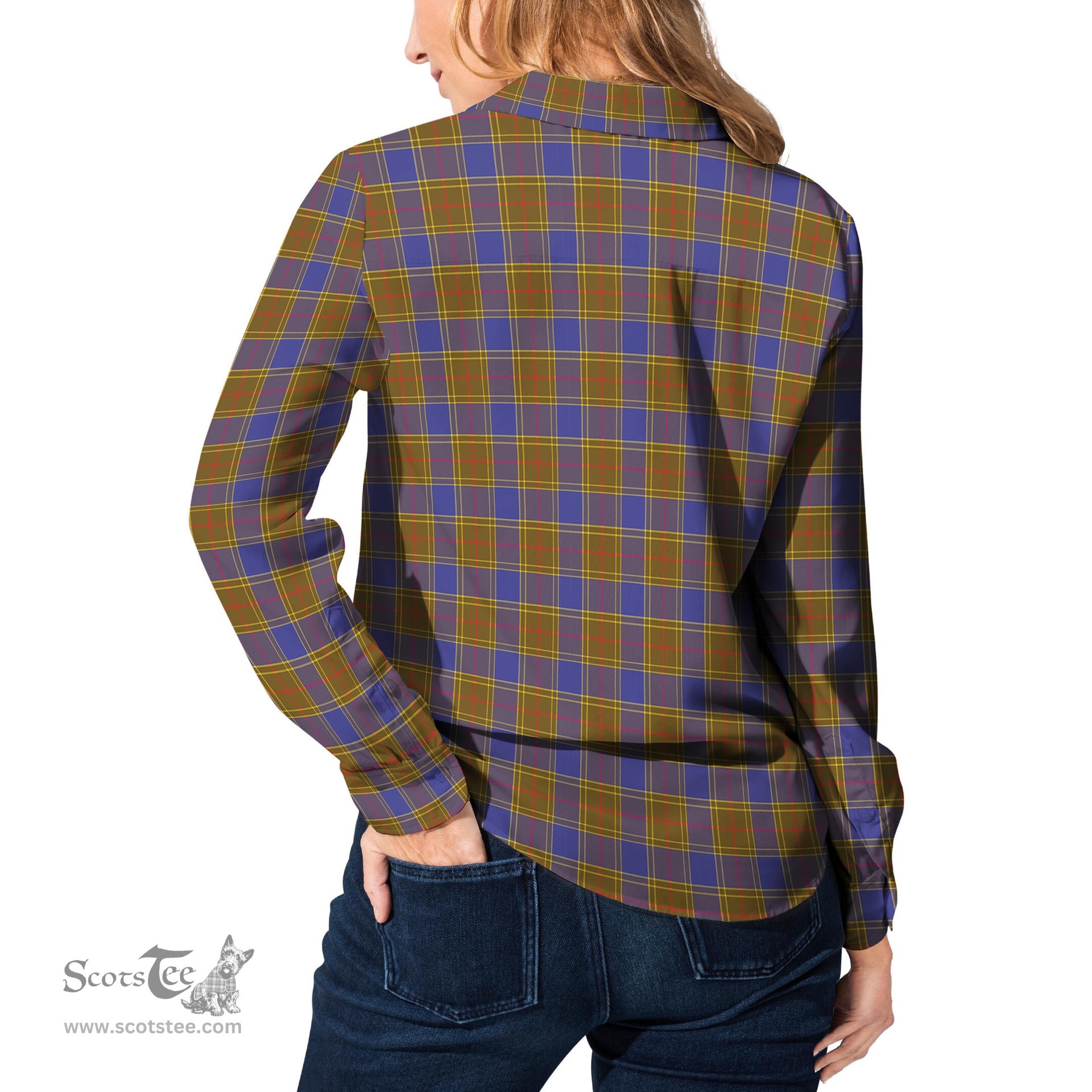 ScotsTee Shop Scottish Balfour Modern Clan Tartan Womens Long Sleeve Shirt