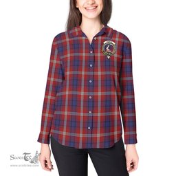 ScotsTee Shop Scottish Ainslie Clan Crest Tartan Womens Long Sleeve Shirt