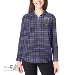 ScotsTee Shop Scottish Alexander of Menstry Clan Crest Tartan Womens Long Sleeve Shirt