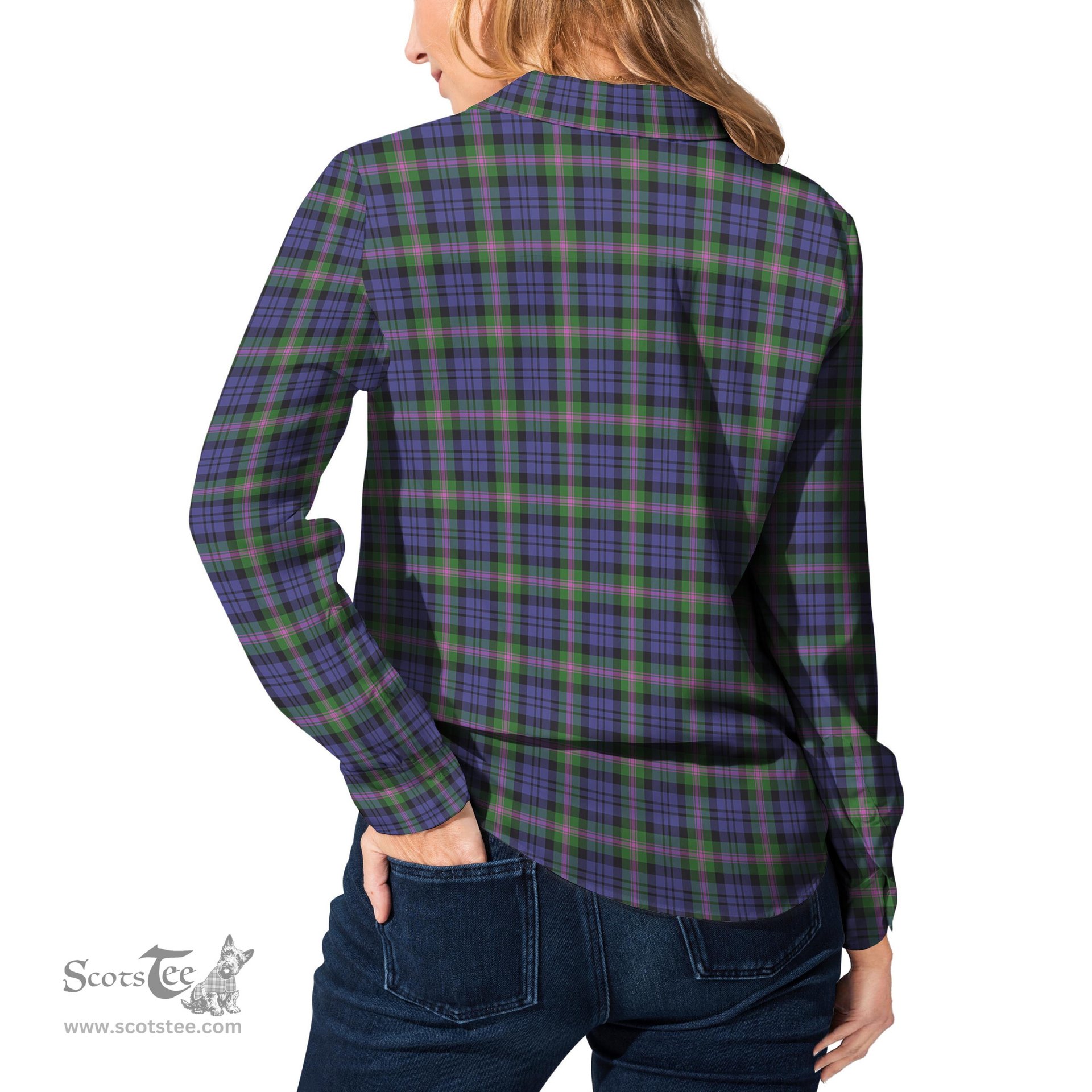 ScotsTee Shop Scottish Baird Modern Clan Tartan Womens Long Sleeve Shirt