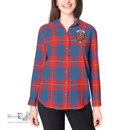 ScotsTee Shop Scottish Blane Clan Crest Tartan Womens Long Sleeve Shirt