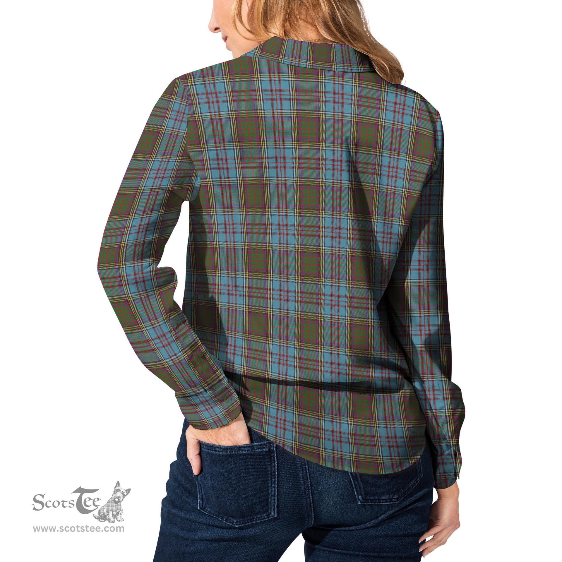 ScotsTee Shop Scottish Anderson Clan Tartan Womens Long Sleeve Shirt