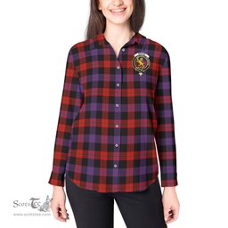 ScotsTee Shop Scottish Broun Modern Clan Crest Tartan Womens Long Sleeve Shirt