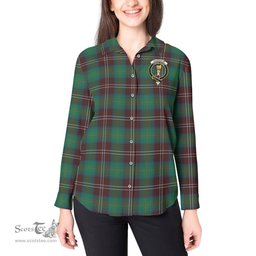 ScotsTee Shop Scottish Chisholm Hunting Ancient Clan Crest Tartan Womens Long Sleeve Shirt