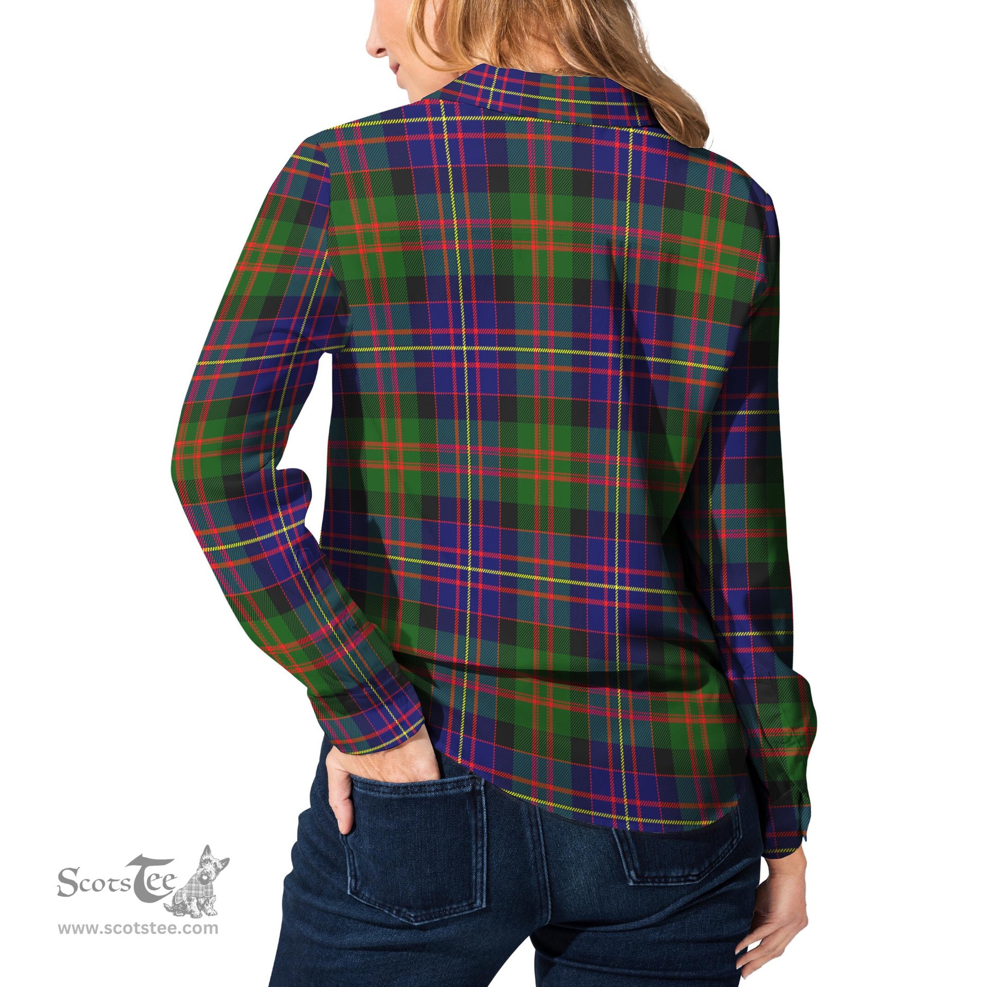 ScotsTee Shop Scottish Chalmers Modern Clan Tartan Womens Long Sleeve Shirt