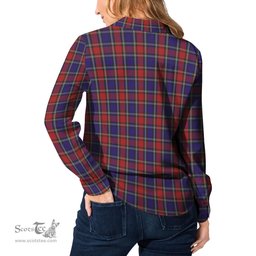 ScotsTee Shop Scottish Clark (Lion) Red Clan Crest Tartan Womens Long Sleeve Shirt