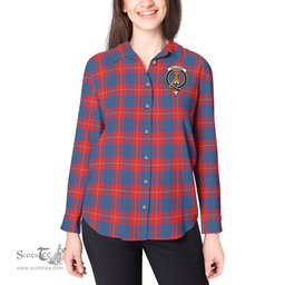 ScotsTee Shop Scottish Galloway Red Clan Crest Tartan Womens Long Sleeve Shirt