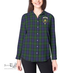 ScotsTee Shop Scottish Dundas Clan Crest Tartan Womens Long Sleeve Shirt