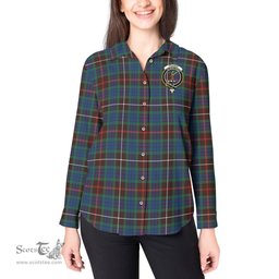 ScotsTee Shop Scottish Fraser Hunting Ancient Clan Crest Tartan Womens Long Sleeve Shirt