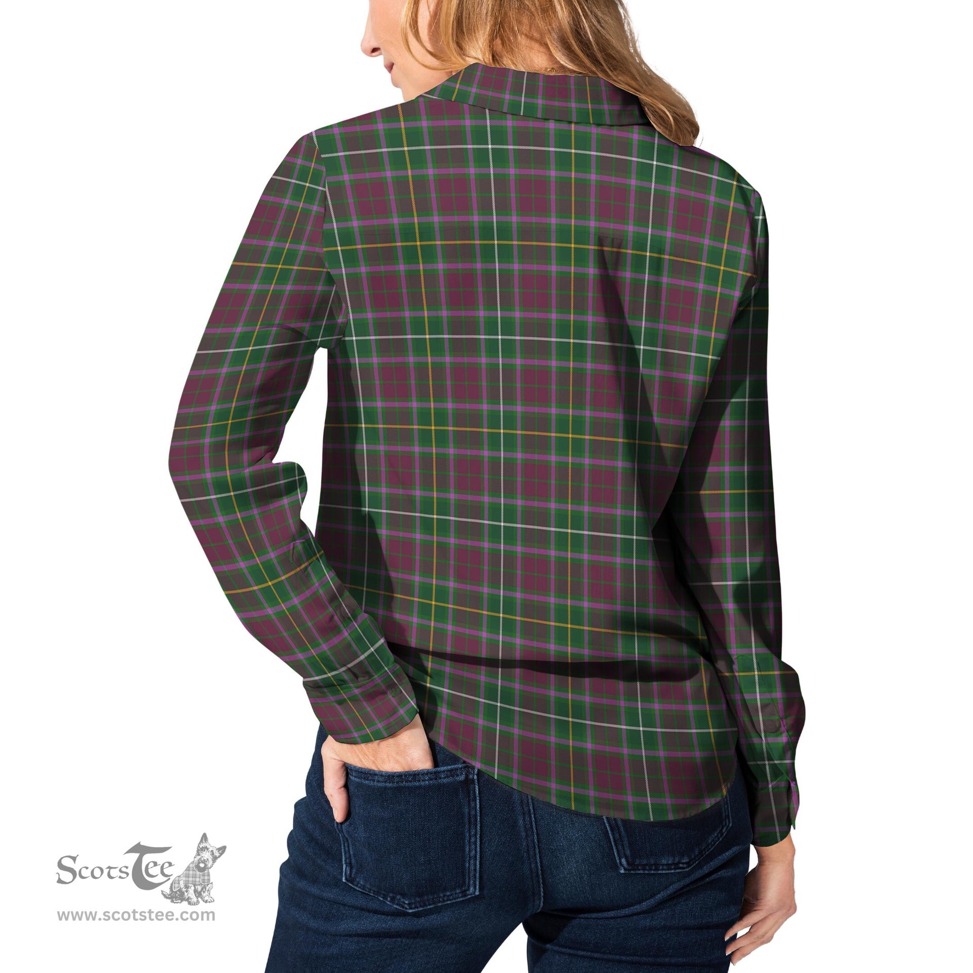 ScotsTee Shop Scottish Crosbie Clan Tartan Womens Long Sleeve Shirt