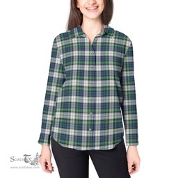 ScotsTee Shop Scottish Gordon Dress Ancient Clan Tartan Womens Long Sleeve Shirt